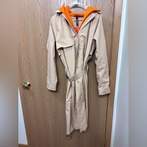MPG Tan Trench Coat with Orange Lining